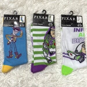 NEW Disney Pixar Bundle Toy Story Crew Socks Set Woody Buzz Lightyear Vacation